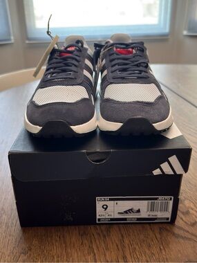 Adidas Run 84 Mens Sneakers Grey Navy Red Cloudfoam Running Shoes JR8712 Size 9